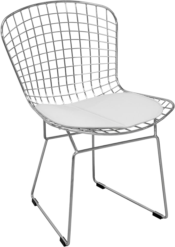 ModMade Mesh Chrome Metal Chair, White