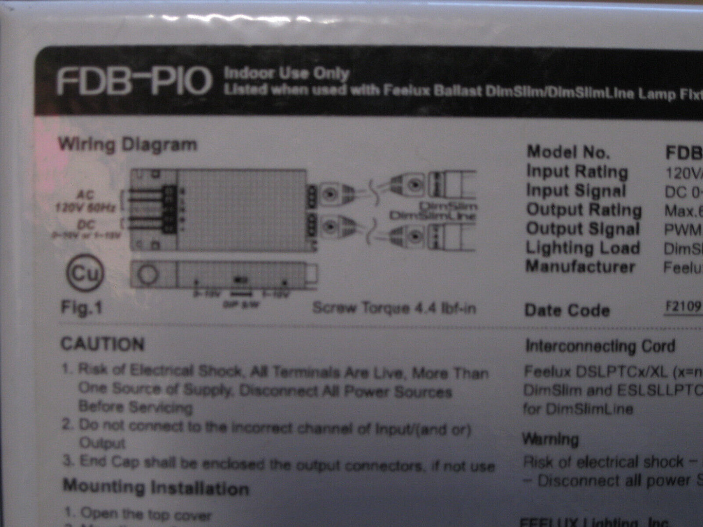 Feelux FDB-P10 Lighting Interface DC 0-10 or 1-10V to PWM Translator