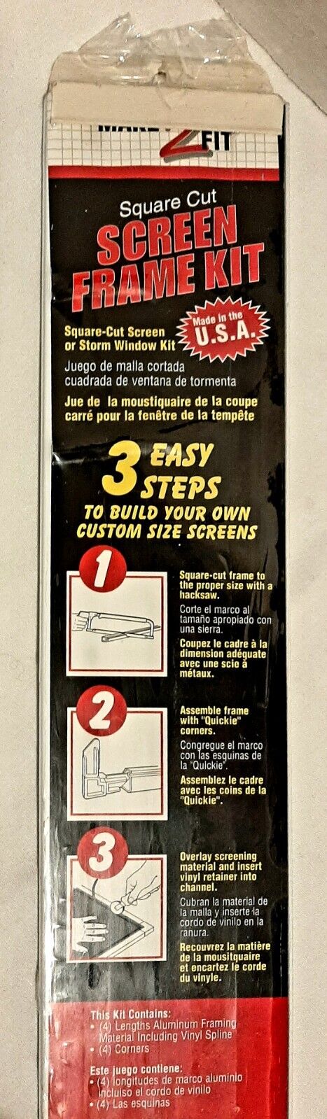 Prime-Line Make-2-Fit PL 7812 Window Screen Frame Kit – 5/16” x 3/4” x 36” - New