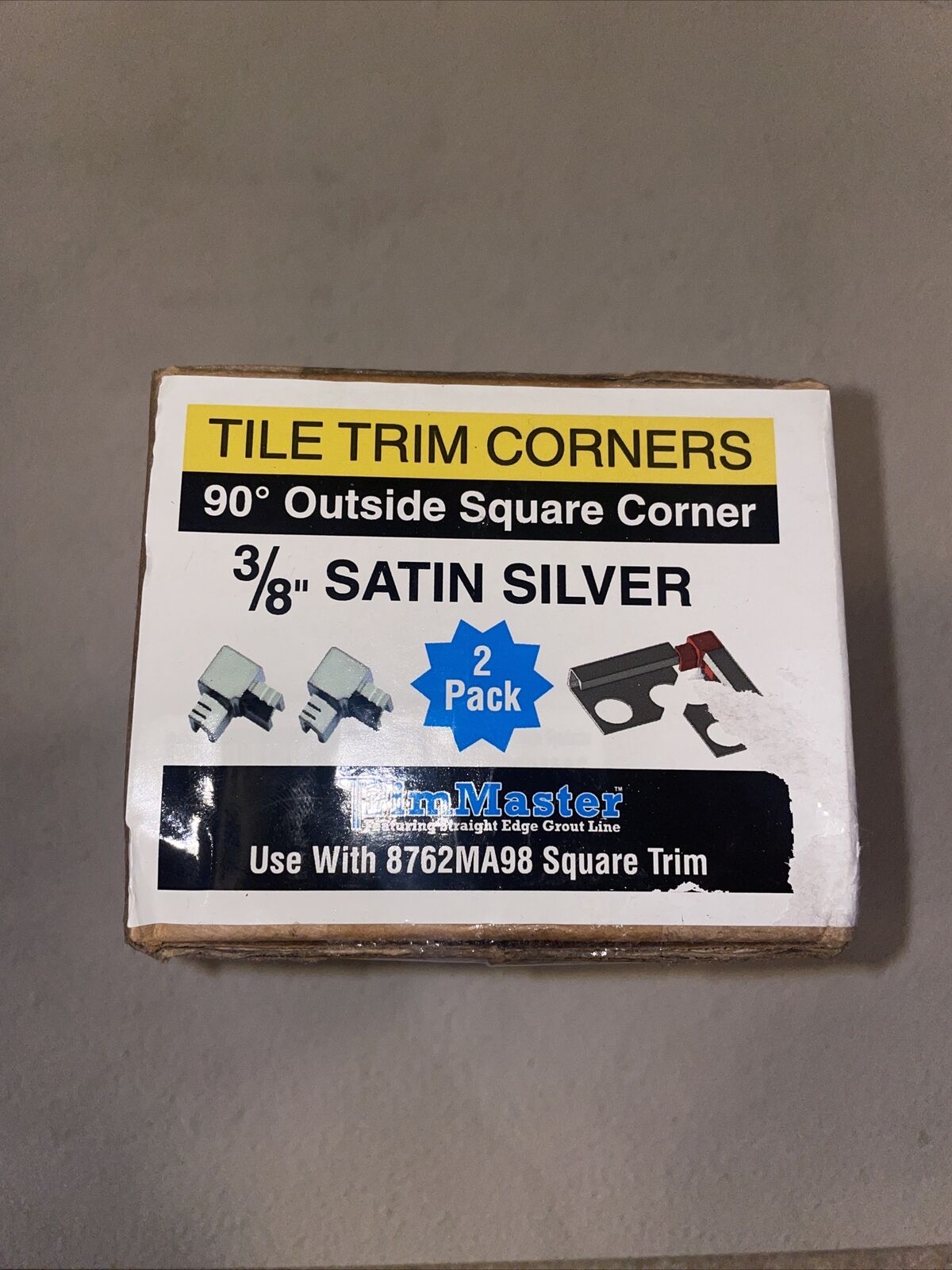 (20 Piece)TrimMaster Outside Square Corner Tile Edging Trim 3/8" Satin Silver