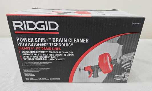 Ridgid 57043 Power Spin+ Drain Cleaner Autofeed Trigger 3/4"-1/2” Drain Lines