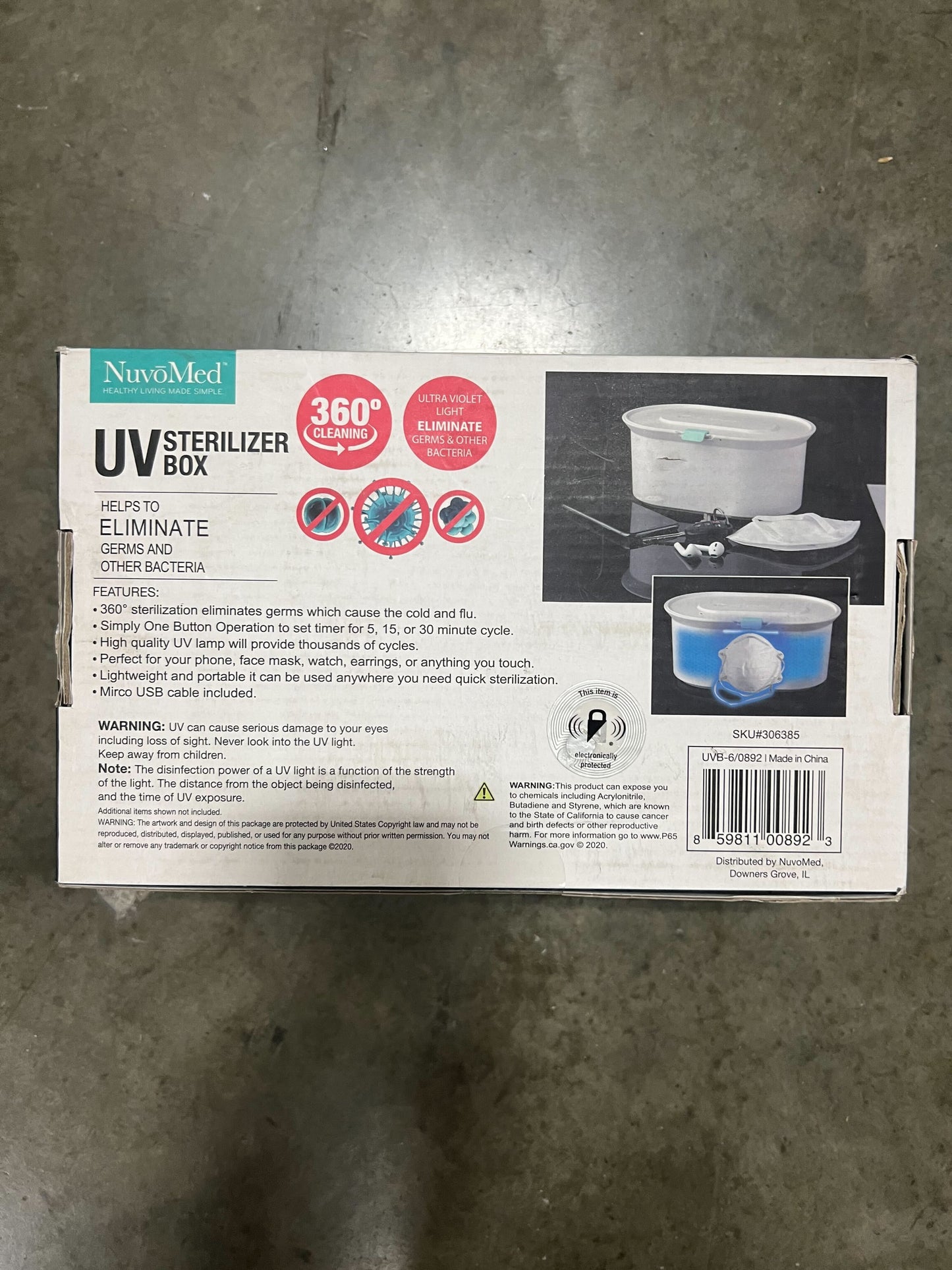 NuvoMed UVB-6/0892 UV Sterilizer Box