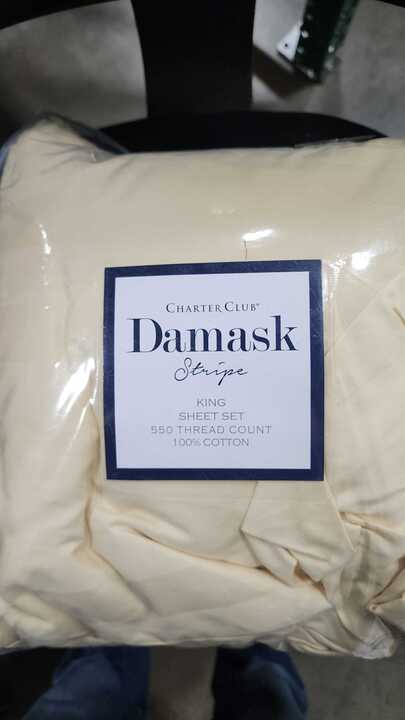 Damask - Stripe King Fitted Sheet 550 Thread Count