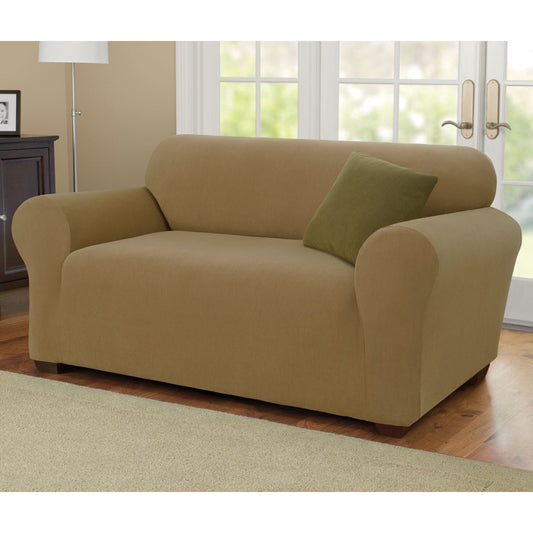 Surefit Loveseat Slipcover-One Piece-Stretching Form Fit, Up to 73 Inches-Machine Wash, Brown