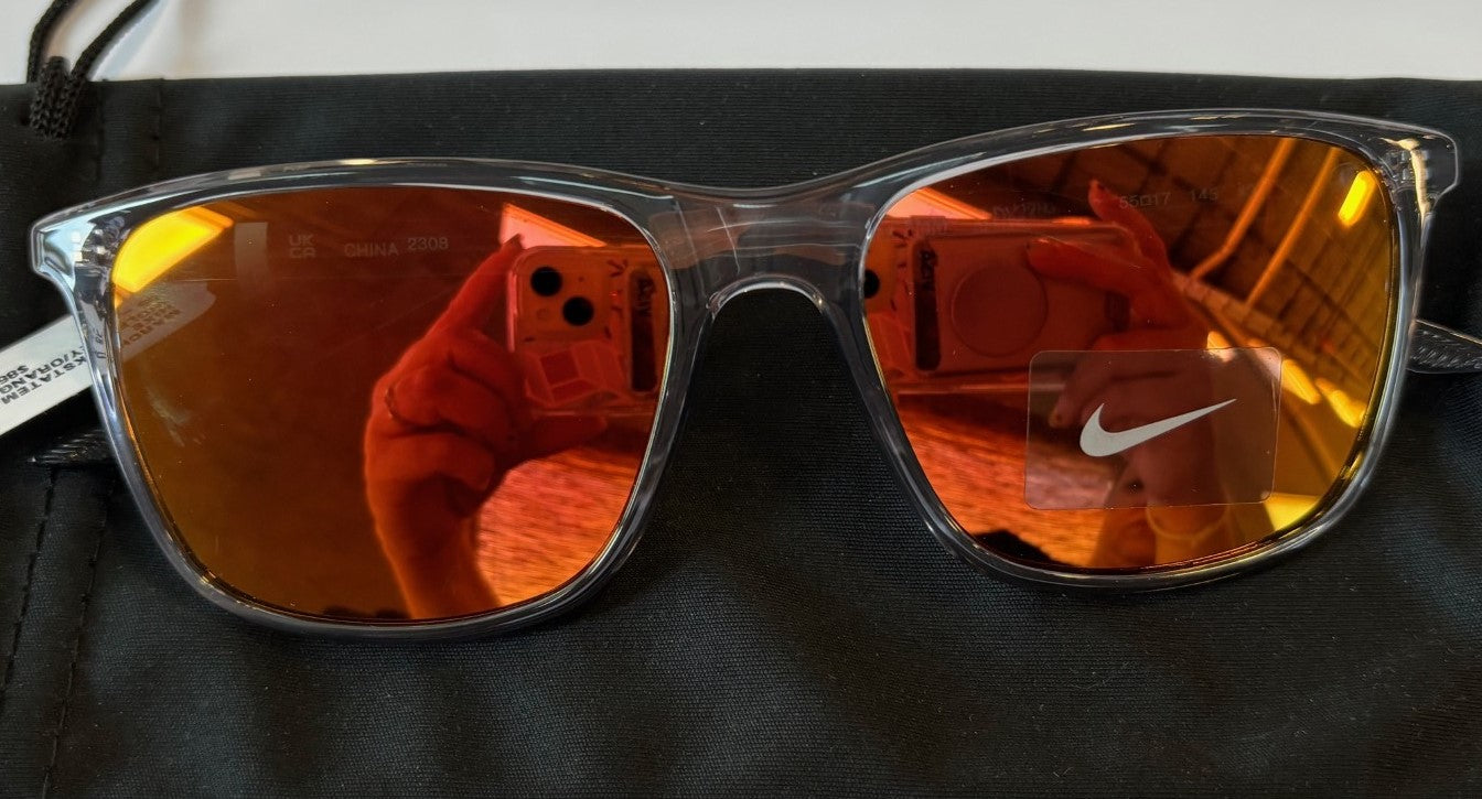 Nike State Wolf Grey Red Orange Mirrored Sunglasses / DV2291 012 55/17