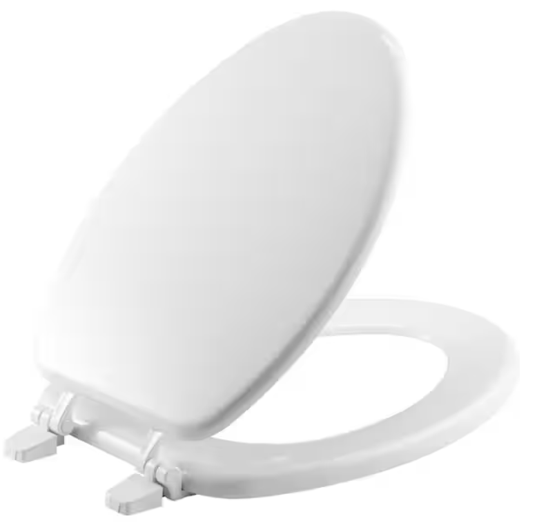 Elongated Enameled Wood Closed Front Toilet Seat in White