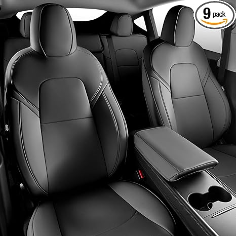 Nappa Leather Car Seat Covers, for Tesla Model 3 2023 2022 - 2017 Car Interior Cover (Black)