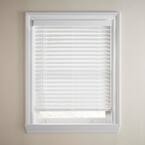 White Cordless Faux Wood Blinds for Windows with 2 in. Slats