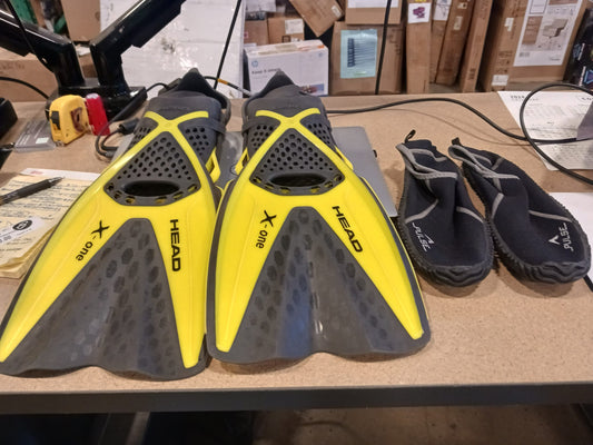 Head X-One Snorkeling Swimming Fins and Size 8 Water Shoes